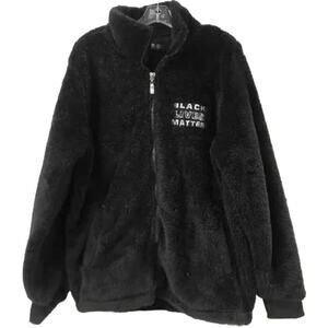 Black Lives Matter Size Large Soft Contender Brand ZipUp Faux Fur BLM sweatshirt